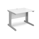 White Vivo 800mm deep straight desk by Dams with clean lines and sturdy surface for modern office or workspace setup.