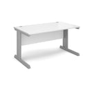 White Vivo 800mm deep straight desk by Dams, showcasing a sleek, modern design with a spacious work surface.