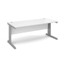 White Vivo 800mm deep straight desk by Dams with sleek modern design and sturdy surface, ideal for home or office workspace.