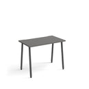 Dams Sparta straight desk with A-frame legs in onyx grey, featuring a sleek modern design and spacious workspace.