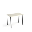 White Sparta straight desk with A-frame legs by Dams, showing a modern, sturdy office workspace with clean lines and minimalist design.