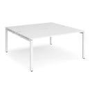 White Dams Adapt Back to Back Desks, 800mm deep, showing sleek, modern office workspace with clean lines and sturdy design.