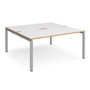 Dams Adapt back-to-back desks with 800mm depth, white and oak finish, shown in a modern office setup.