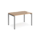 Dams Adapt single desk with 800mm depth in beech finish, featuring a sleek wooden tabletop and sturdy metal legs.
