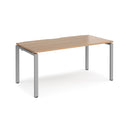 Beige Dams Adapt Single Desk with 800mm depth, featuring a beech wood surface and sturdy metal legs.