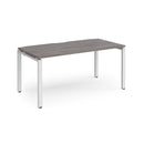 Dams Adapt Single Desk in grey oak finish, 800mm deep with a sleek modern design and clean lines.