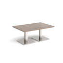 Dams Brescia rectangular coffee table with flat square base in Barcelona Walnut wood finish, modern living room furniture.
