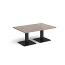 Rectangular Brescia coffee table by Dams with flat square base in Barcelona Walnut wood finish.
