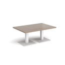 Dams Brescia rectangular coffee table with flat square Barcelona Walnut base, showcasing modern wooden design and smooth surface.