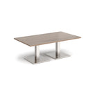 Dams Brescia rectangular coffee table with flat square base in Barcelona Walnut wood finish.