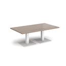 Dams Brescia rectangular coffee table with flat square base in Barcelona Walnut wood finish.