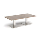 Dams Brescia rectangular coffee table with flat square Barcelona Walnut base and smooth wooden surface.