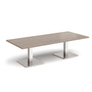 Dams Brescia rectangular coffee table with flat square base in Barcelona Walnut wood finish, modern living room furniture.