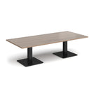 Dams Brescia rectangular coffee table with flat square base in Barcelona Walnut wood finish and modern design.