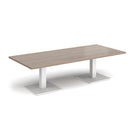 Dams Brescia rectangular coffee table with flat square base in Barcelona Walnut wood finish, modern living room furniture.