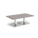 Dams Brescia rectangular coffee table with flat square base in grey oak finish, modern living room furniture piece