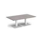 Dams Brescia rectangular coffee table with flat square base in grey oak finish, modern design and clean lines.