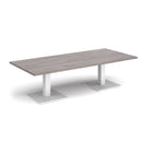 Dams Brescia rectangular coffee table with flat square base in grey oak wood finish, modern and stylish living room furniture