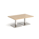Dams Brescia rectangular coffee table with flat square Kendal Oak base, modern living room furniture piece.