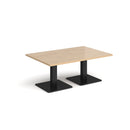 Dams Brescia rectangular coffee table with flat square Kendal Oak base, showcasing modern design and natural wood finish.