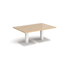 Dams Brescia rectangular coffee table with flat square Kendal Oak base, showcasing modern wooden design and smooth surface.
