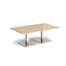 Dams Brescia rectangular coffee table with flat square Kendal Oak base and smooth tabletop, modern living room furniture piece.