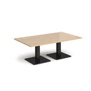 Dams Brescia rectangular coffee table with flat square Kendal Oak base, modern living room furniture design