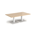 Dams Brescia rectangular coffee table with flat square Kendal Oak base, modern design and natural wood finish.