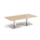 Dams Brescia rectangular coffee table with flat square Kendal Oak base, modern living room furniture piece.