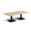Dams Brescia rectangular coffee table with flat square Kendal Oak base, modern living room furniture piece.