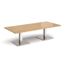 Dams Brescia rectangular coffee table with brushed steel finish and flat square oak base, modern living room furniture.