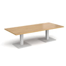 Dams Brescia rectangular oak coffee table with flat square base, modern design, and smooth white finish.