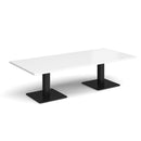 White Brescia rectangular coffee table with flat square base by Dams, featuring a sleek modern design.