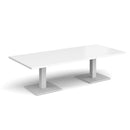 White Brescia rectangular coffee table by Dams with a flat square base, modern design, and clean lines.