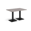 Dams Brescia rectangular dining table with grey oak finish and flat square base, showcasing a modern and elegant design.