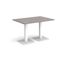 Dams Brescia rectangular dining table with grey oak finish and flat square base, modern wood dining table for home.