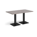 Dams Brescia rectangular dining table with grey oak finish and flat square base, modern kitchen or dining room furniture