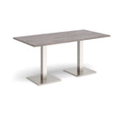 Dams Brescia rectangular dining table with flat square grey oak base, showcasing sleek modern design and smooth tabletop.