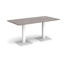 Dams Brescia rectangular dining table with grey oak finish and flat square base, modern and stylish for dining rooms.
