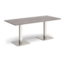 Dams Brescia rectangular dining table with flat square grey oak base and smooth wooden tabletop for modern dining spaces.