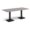 Dams Brescia rectangular dining table with flat square base in grey oak finish, showing tabletop and modern design