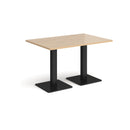 Dams Brescia rectangular dining table with flat square Kendal Oak base, showcasing sleek modern design and natural wood finish.