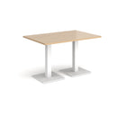 Dams Brescia rectangular dining table with flat square base in Kendal Oak finish, showcasing sleek modern design and natural wood grain.