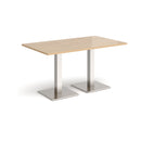 Dams Brescia rectangular dining table with flat square Kendal Oak base, showcasing modern design and natural wood finish.