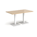 Rectangular Dams Brescia dining table with flat square Kendal Oak base, showcasing smooth wooden surface and modern design.