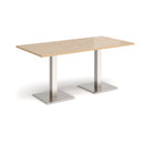Dams Brescia rectangular dining table with Kendal Oak finish and flat square base, showcasing a modern wooden tabletop and sturdy design.