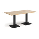 Dams Brescia rectangular dining table with flat square Kendal Oak base, showcasing modern wooden table design.
