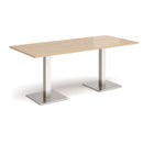 Dams Brescia rectangular dining table with flat square Kendal Oak base, showcasing a modern wooden dining surface.