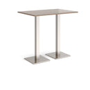 Dams Brescia rectangular poseur table with Barcelona walnut finish and flat square base, ideal for modern dining or workspace areas.