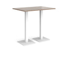 Dams Brescia rectangular poseur table with flat square base in Barcelona Walnut wood finish, ideal for modern dining and bar areas.
